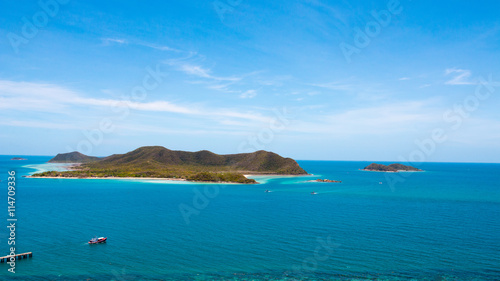 Island and blue sea ,sattahip beach in thailand