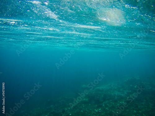  underwater scene with air bubbles under water