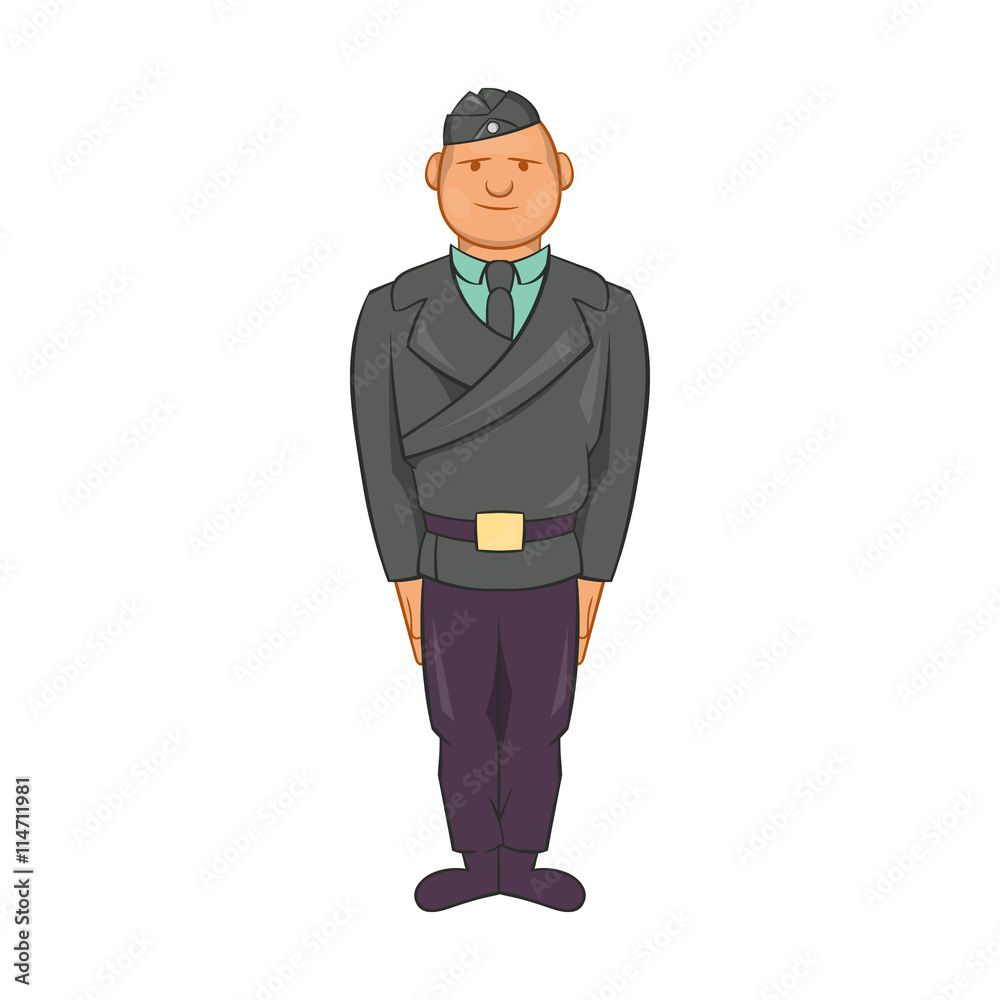 Man in a police uniform icon, cartoon style