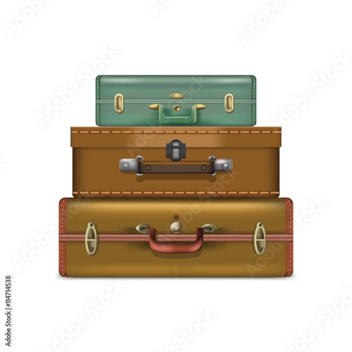 Realistic suitcases isolated on white background. Vector eps 10 format.