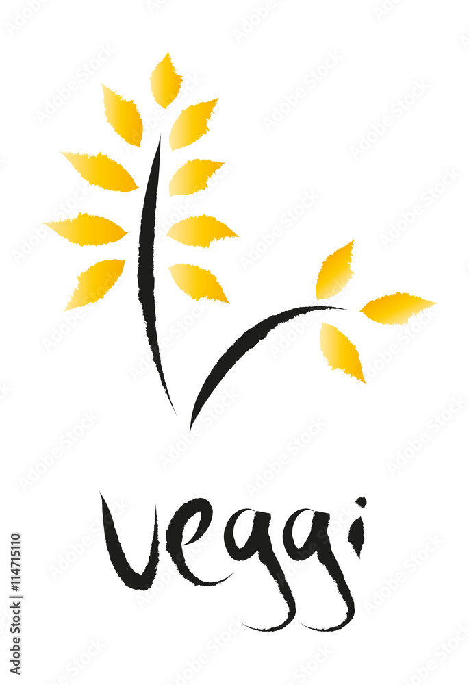 Logo - Zweig mit Blättern und Schriftzug veggi, vegan, vegetarisch - gesunde pflanzliche Ernährung