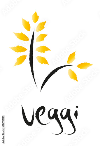 Logo - Zweig mit Blättern und Schriftzug veggi, vegan, vegetarisch - gesunde pflanzliche Ernährung