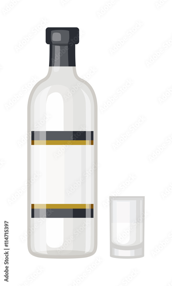 Vodka bottle vector illustration. Alcohol vodka bottle beverage transparent object. Drink bar cocktail alcoholic clear vodka bottle. Restaurant shape russian party strong water bottle. Vodka bottle vector illustration. Alcohol vodka bottle beverage transparent object. Drink bar cocktail alcoholic clear vodka bottle. Restaurant shape russian party strong water bottle.