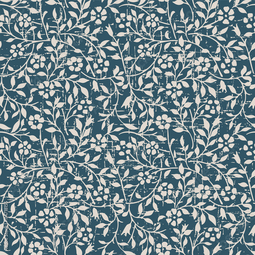 Seamless worn out vintage background 404_garden spiral curve vine flower leaf
