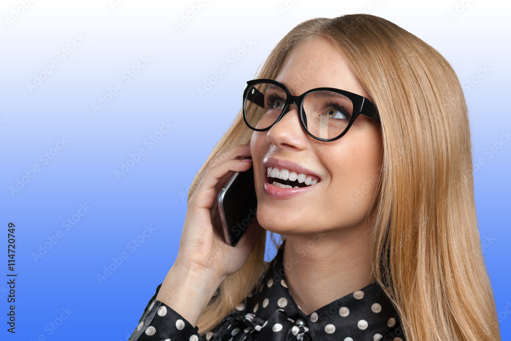 Portrait of smiling business woman talking the phone Portrait of smiling business woman talking the phone