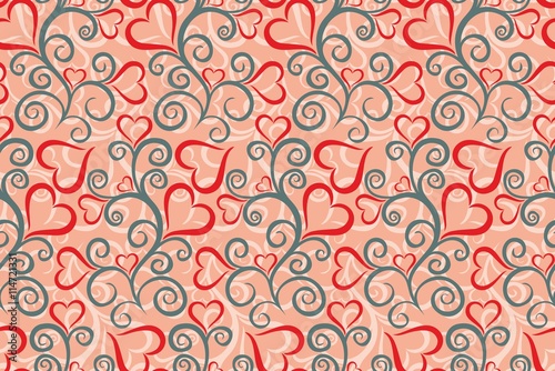 Seamless background with hearts.