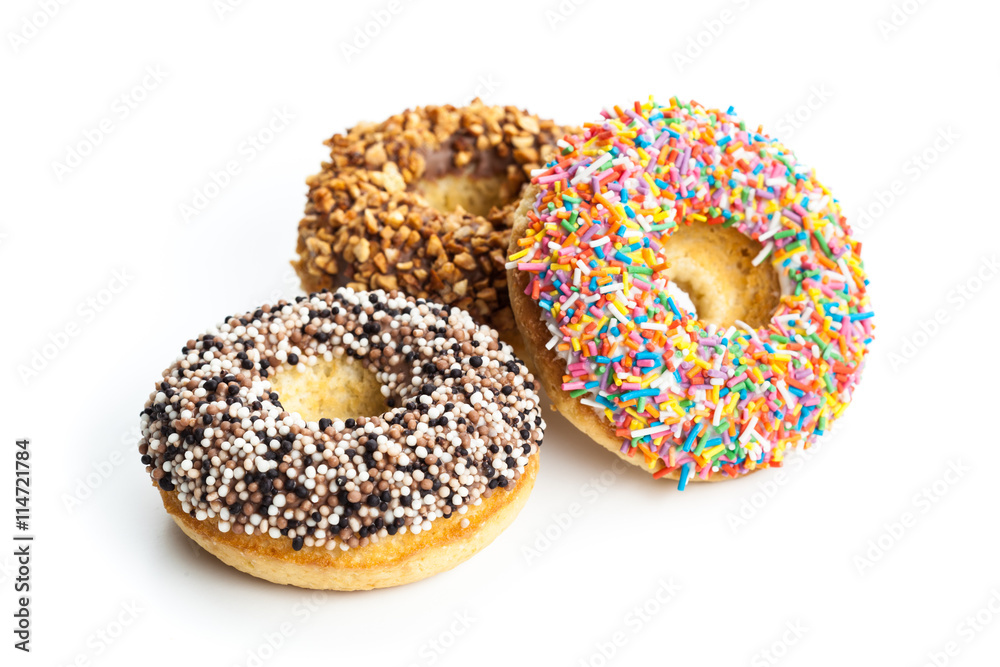 various donuts on white background various donuts on white background