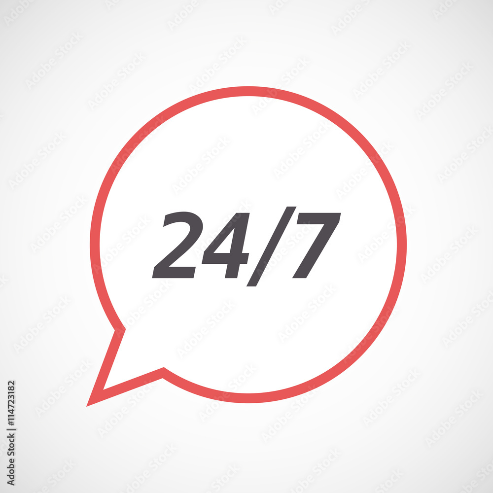 Isolated comic balloon icon with the text 24/7 Isolated comic balloon icon with the text 24/7