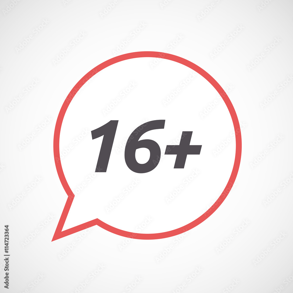 Isolated comic balloon icon with the text 16+ Isolated comic balloon icon with the text 16+
