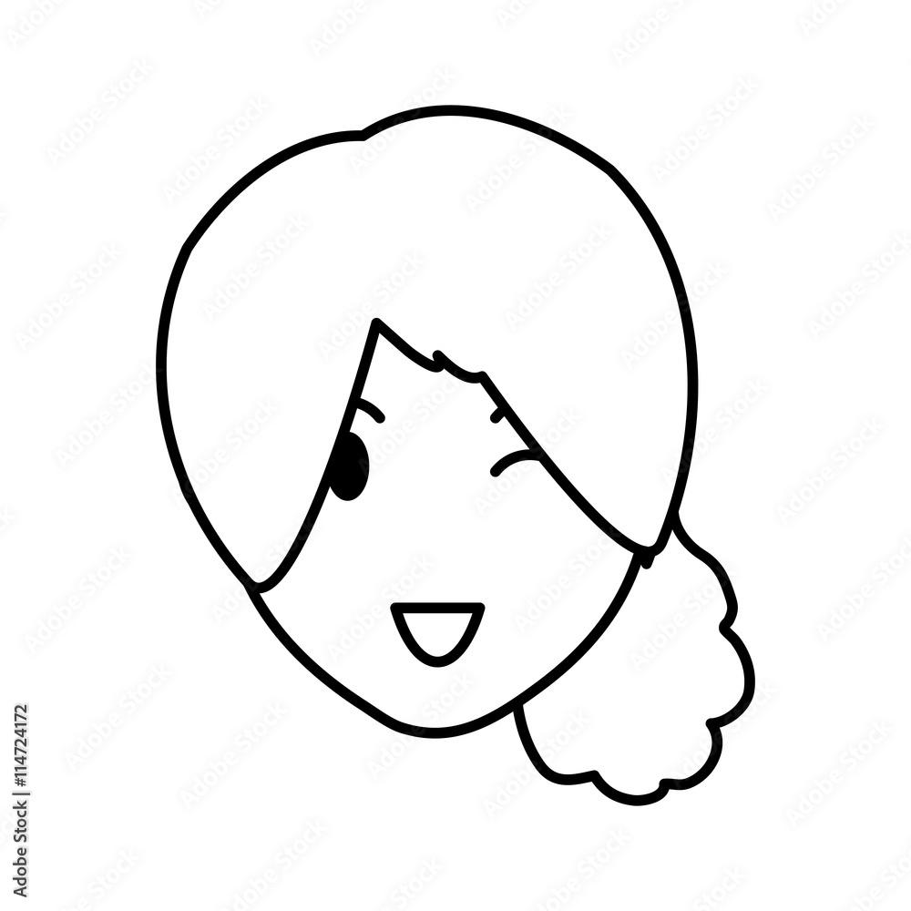 Person concept represented by silhouette of woman head icon. Isolated and Flat illustration