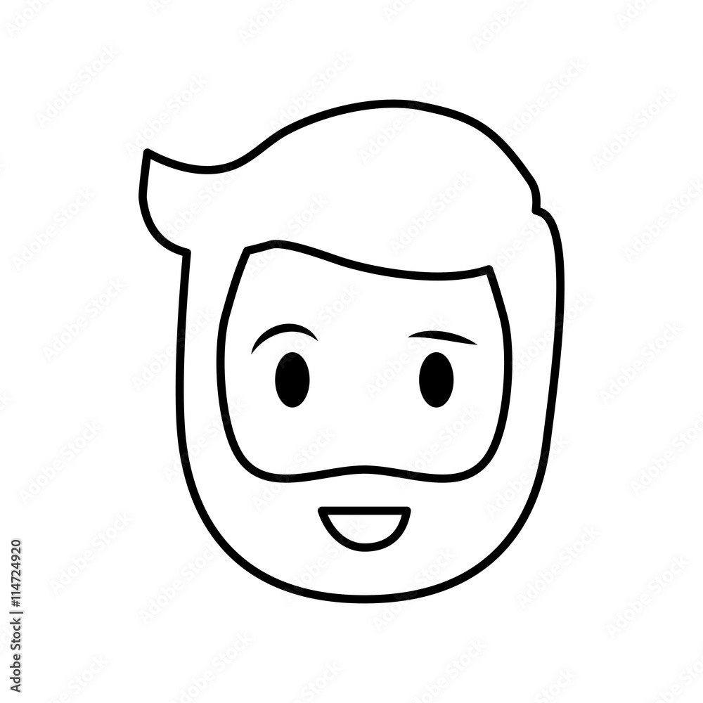 Person concept represented by silhouette of man head icon. Isolated and Flat illustration