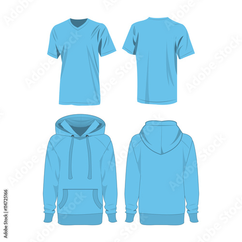 baby blue hoodie and t-shirt isolated vector set