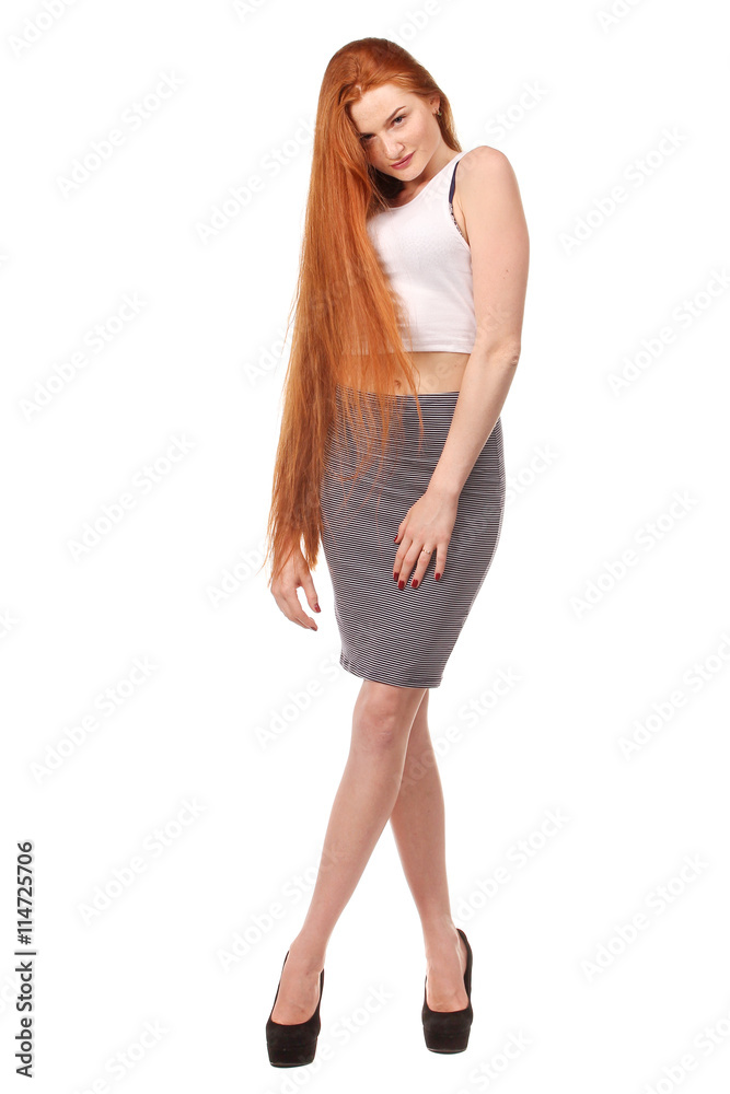 Beauty Girl Portrait. Healthy Long Red Hair. Beauty Girl Portrait. Healthy Long Red Hair.