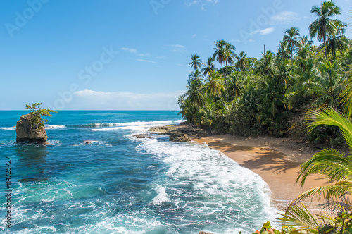 Fototapeta Naklejka Na Ścianę i Meble -  Wild caribbean beach of Manzanillo at Puerto Viejo, Costa Rica