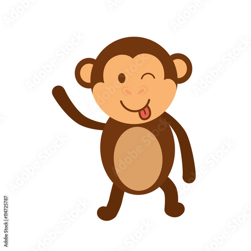 Cute animal concept represented by cartoon monkey icon. Isolated and Flat illustration