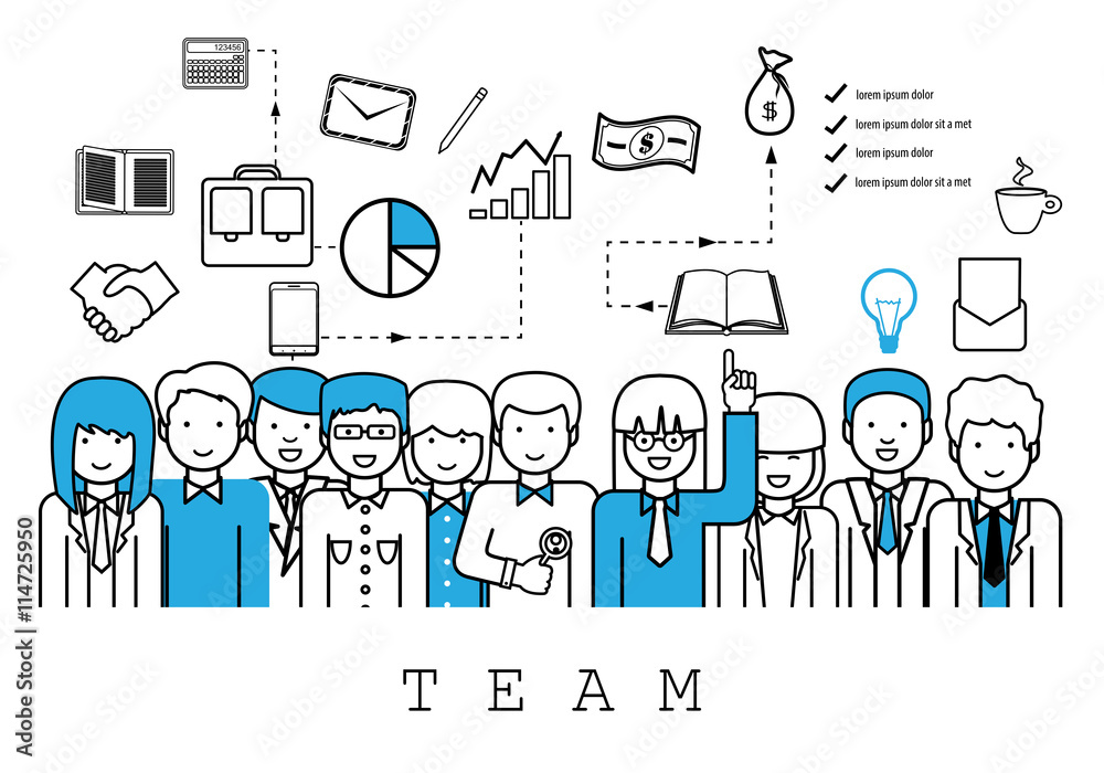 Business People Team-On White Background-Vector Illustration, Graphic Design.Business Concept For Web,Websites,Magazine Page,Print Materials