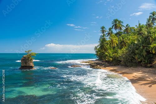 Fototapeta Naklejka Na Ścianę i Meble -  Wild caribbean beach of Manzanillo at Puerto Viejo, Costa Rica