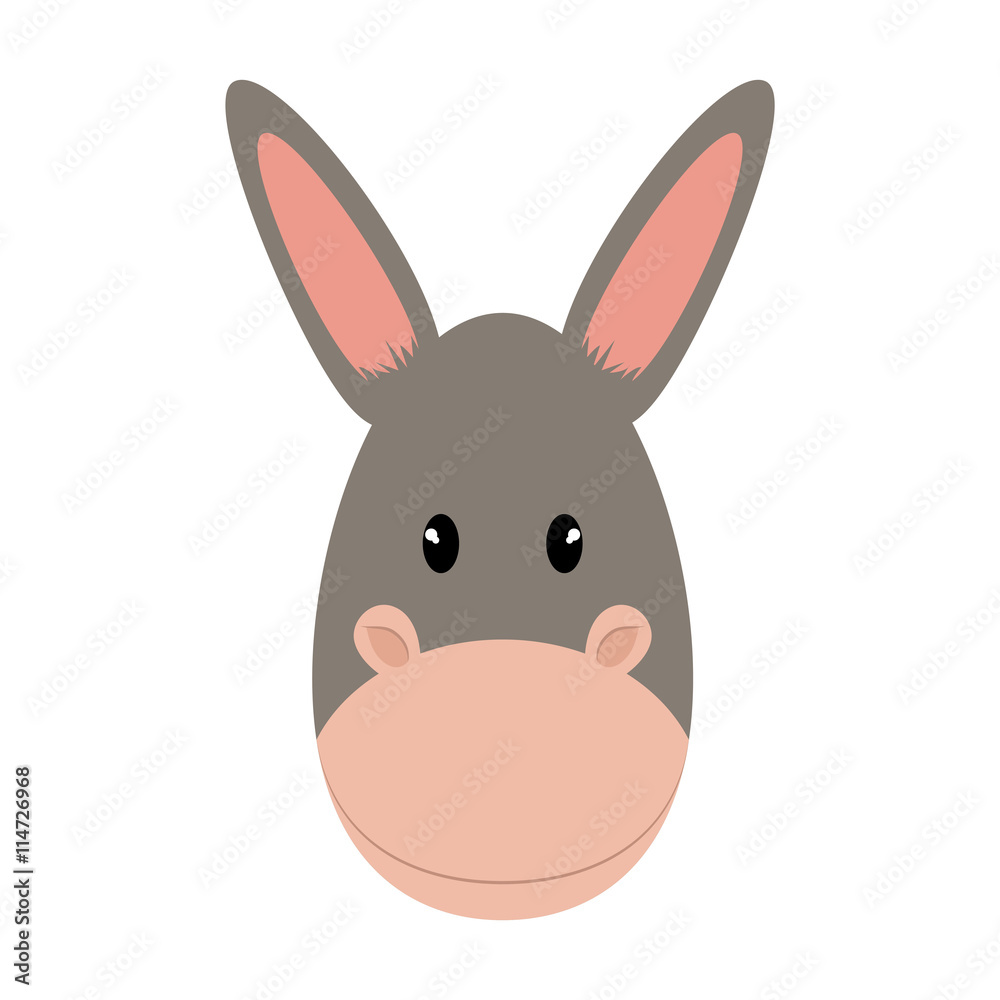 Obraz premium Cute animal concept represented by donkey icon. isolated and flat illustration 