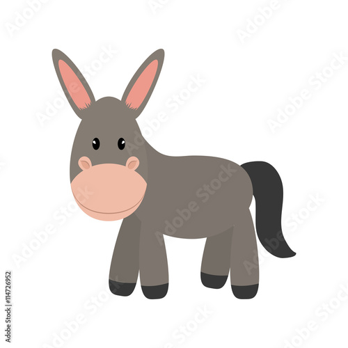 Cute animal concept represented by donkey icon. isolated and flat illustration 