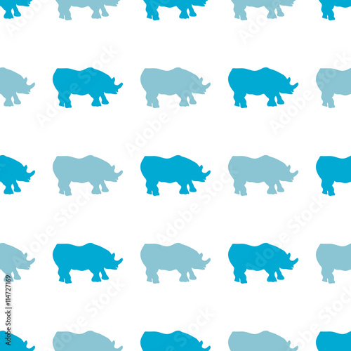 Vector seamless pattern with rhinoceros. Can be used for, wallpaper, pattern fills, web page background, surface textures.