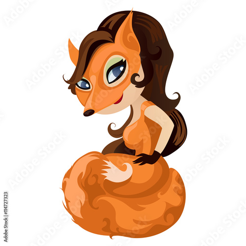 Cute girl in fox costume.