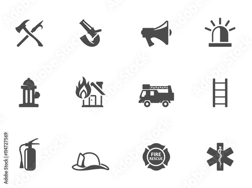 Fire fighter icons in black & white.
