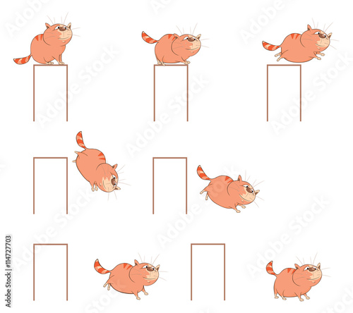 Fototapeta Naklejka Na Ścianę i Meble -  Cartoon Character Cute Cat for a Computer Game. Storyboard