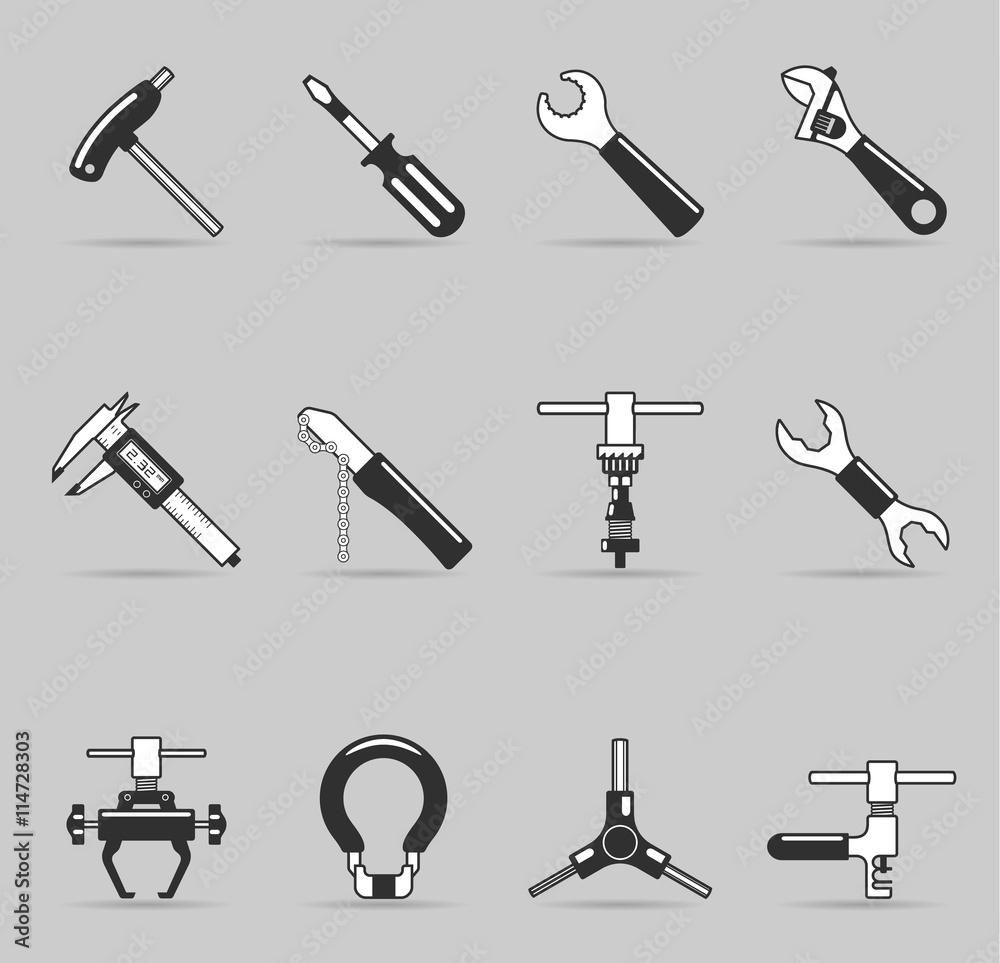 Single Color Icons - Bicycle Tools Single Color Icons - Bicycle Tools