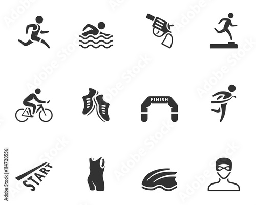 Triathlon icon series in single color.