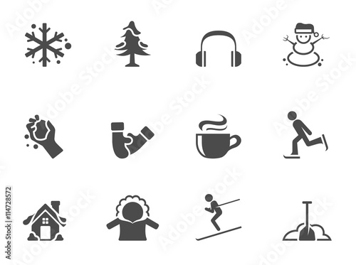 Winter icons in single color.