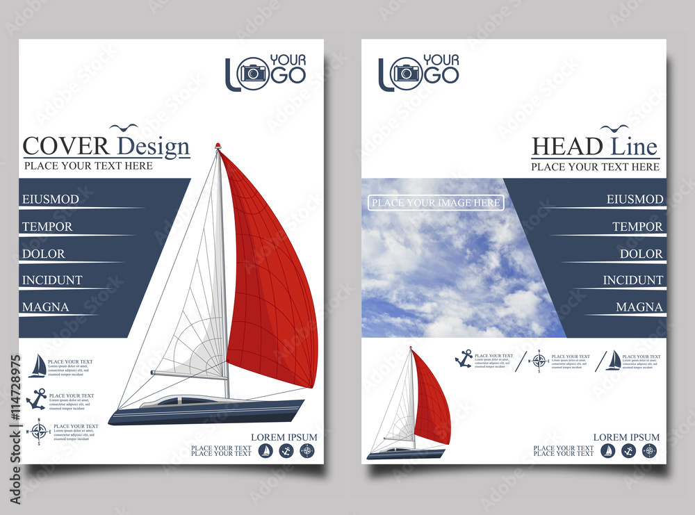 Fototapeta premium Yacht club. Flyer design template vector.