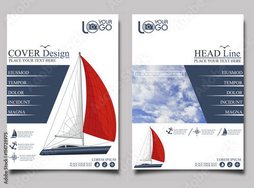 Yacht club. Flyer design template vector.