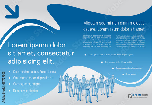 Template design with business people. Infographic design. Sketch silhouette.
