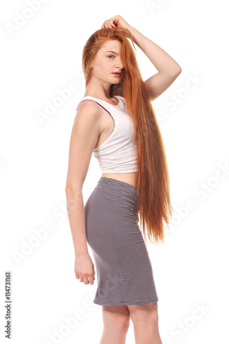 Beauty Girl Portrait. Healthy Long Red Hair. © PaulShlykov