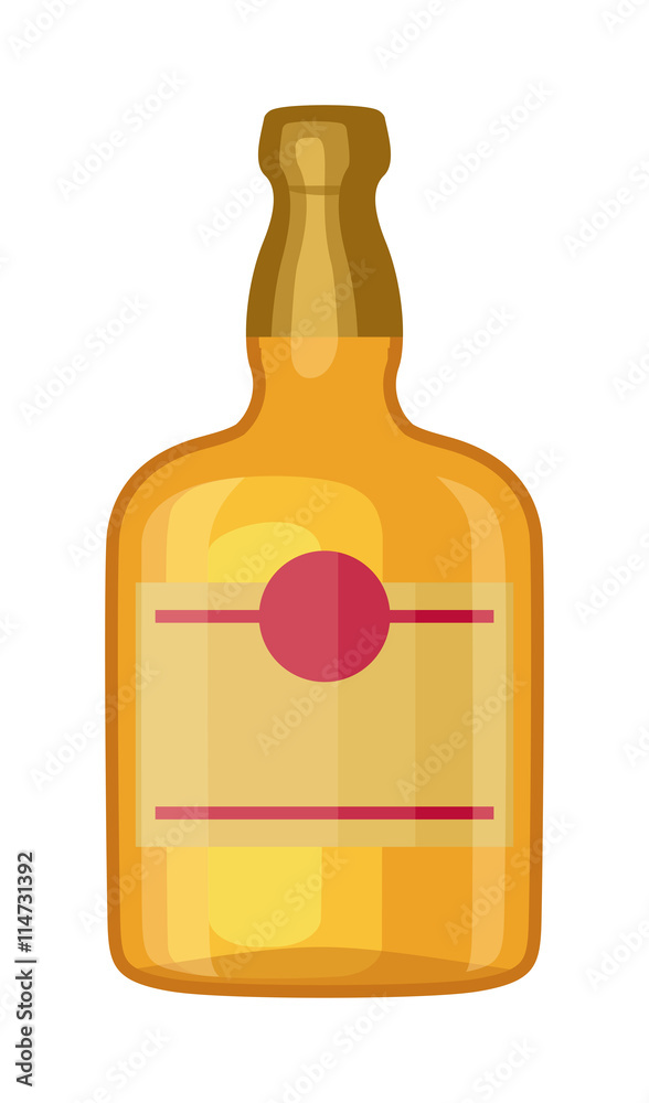 Full whiskey bottle shot drink. Vector whiskey bottle brown drink. Brown whiskey bottle beverage liquor bar cognac amber, drunk ireland flavor. Taste screw scottish cocktail. Full whiskey bottle shot drink. Vector whiskey bottle brown drink. Brown whiskey bottle beverage liquor bar cognac amber, drunk ireland flavor. Taste screw scottish cocktail.