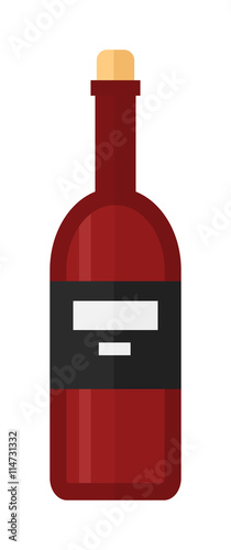 Bottle of wine drink alcohol beverage winery cabernet design vector illustration. Wine bottle elegance product, red wine bottle and bar drink. Merlot product champagne brand.