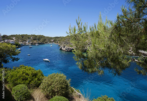 Beautiful turquoise clear water at Majorca beach, Calo des Moro, Spain