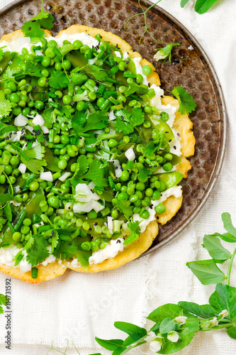 vegetable tart with green peas