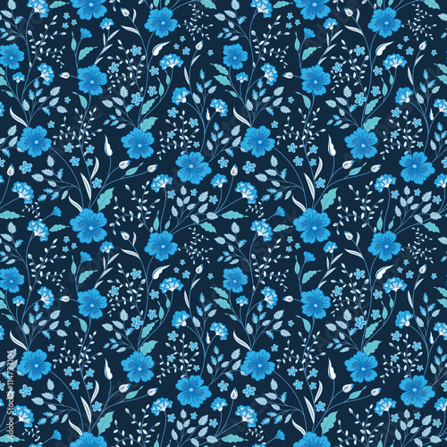 Trendy Seamless Floral Print. Cute little flowers. Vector illusteration.