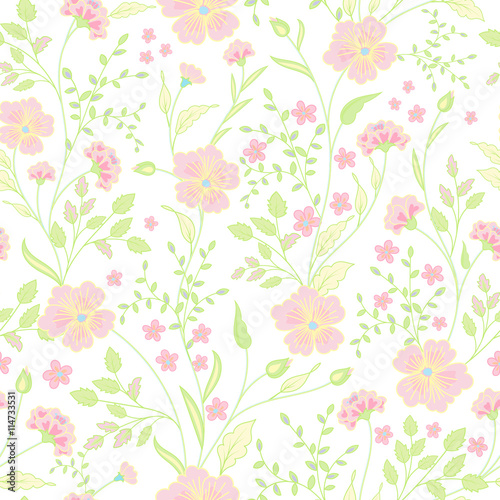 Trendy Seamless Floral Print. Cute little flowers. Vector illusteration.