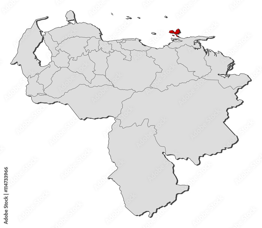 Obraz premium Map - Venezuela, Nueva Esparta
