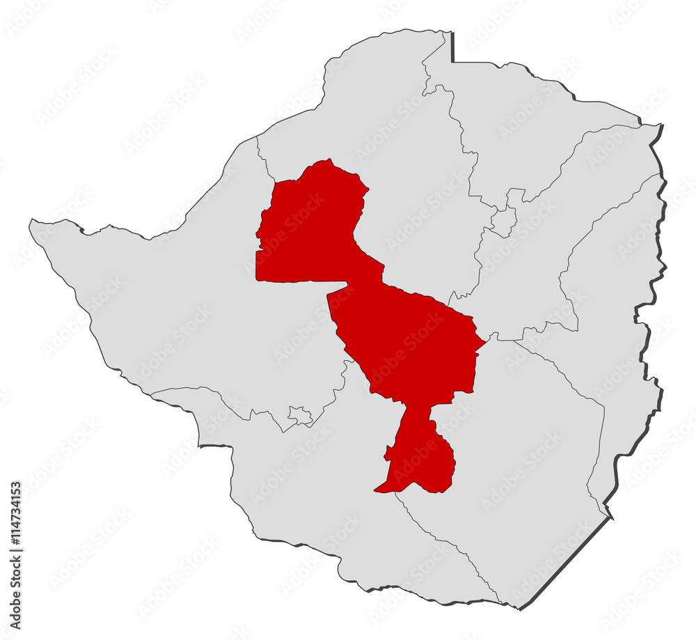 Map - Zimbabwe, Midlands