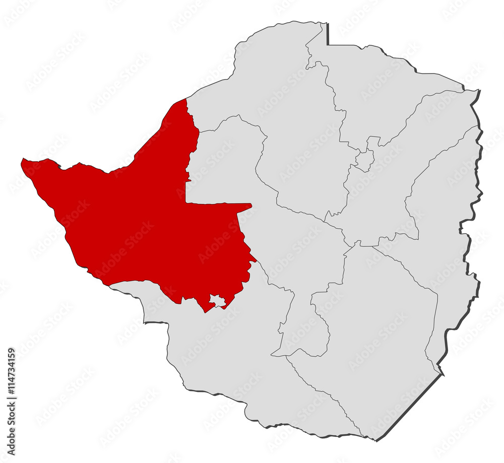 Map - Zimbabwe, Matabeleland North