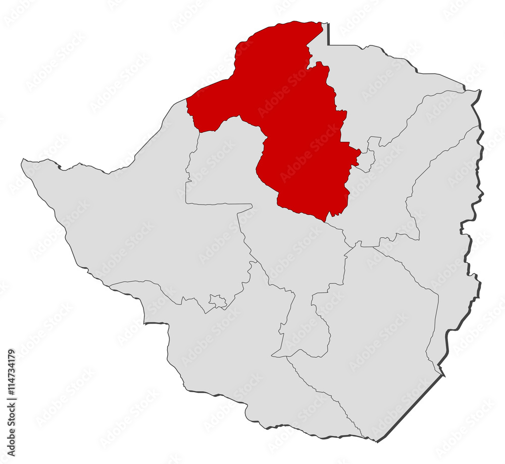 Fototapeta premium Map - Zimbabwe, Mashonaland West