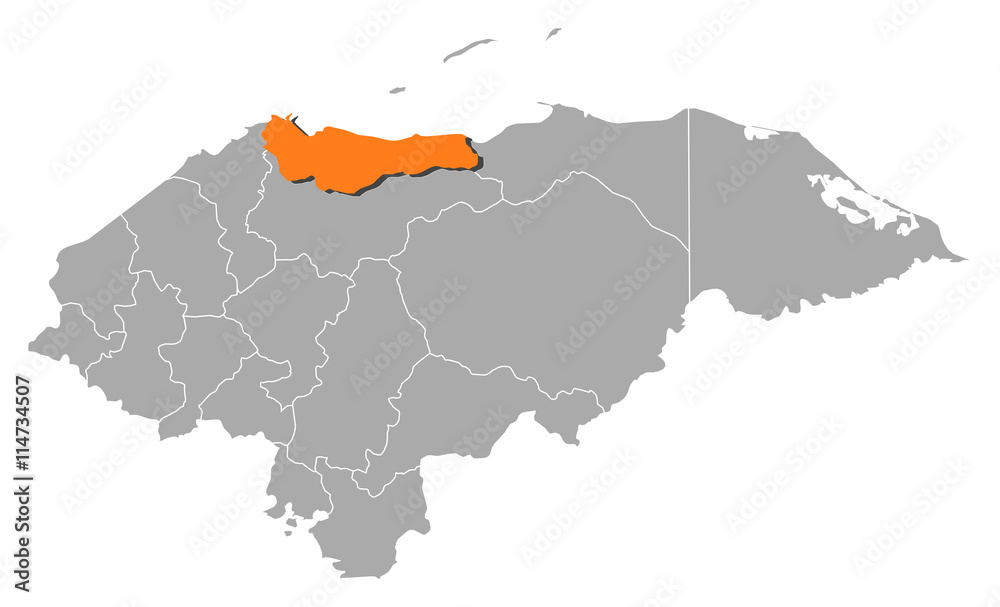 Obraz premium Map - Honduras, Atlántida