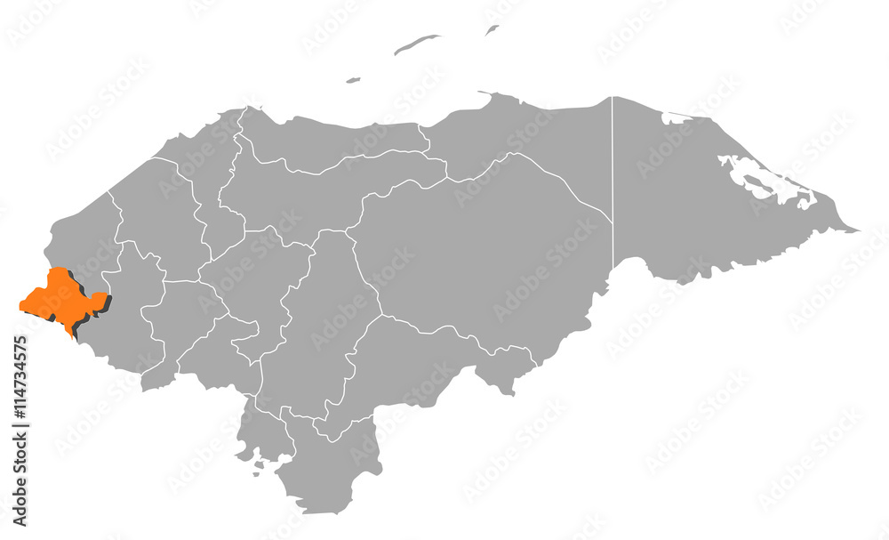 Fototapeta premium Map - Honduras, Ocotepeque