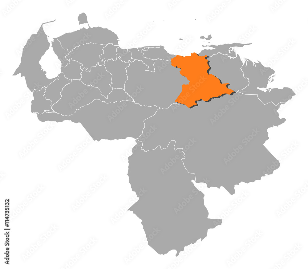 Obraz premium Map - Venezuela, Anzoategui