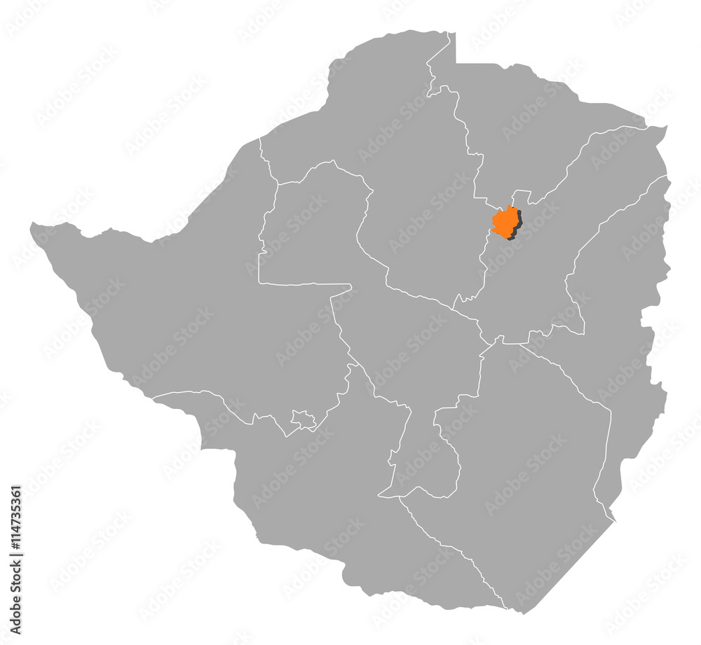 Map - Zimbabwe, Harare
