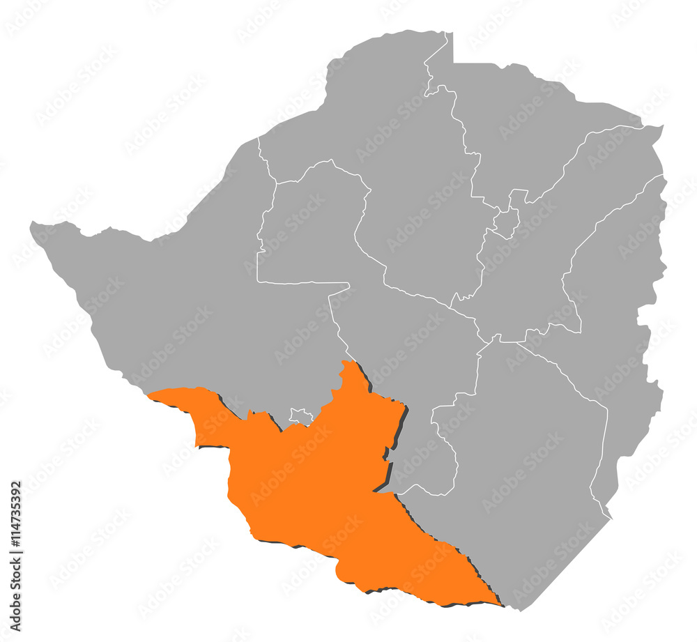 Map - Zimbabwe, Matabeleland South