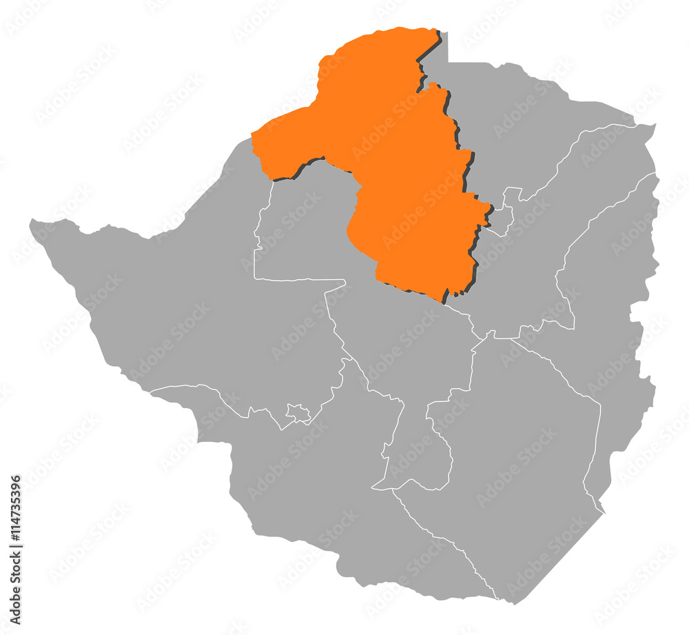 Map - Zimbabwe, Mashonaland West